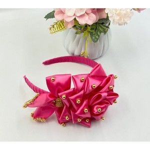 Hair Band Hand-made Hair Accessories For Girls Pink 4 in Wide
